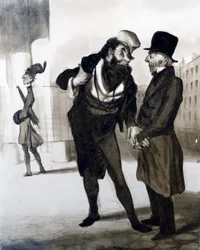 Agente de negócios Robert Macaire, ilustração de &39;Le Charivari&39; 1840 (litografia)